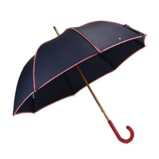 Voir le produit Parapluie élégant bleu marine et rouge à petit pois du marchand H2o Parapluies - Chapeaux & Parapluies