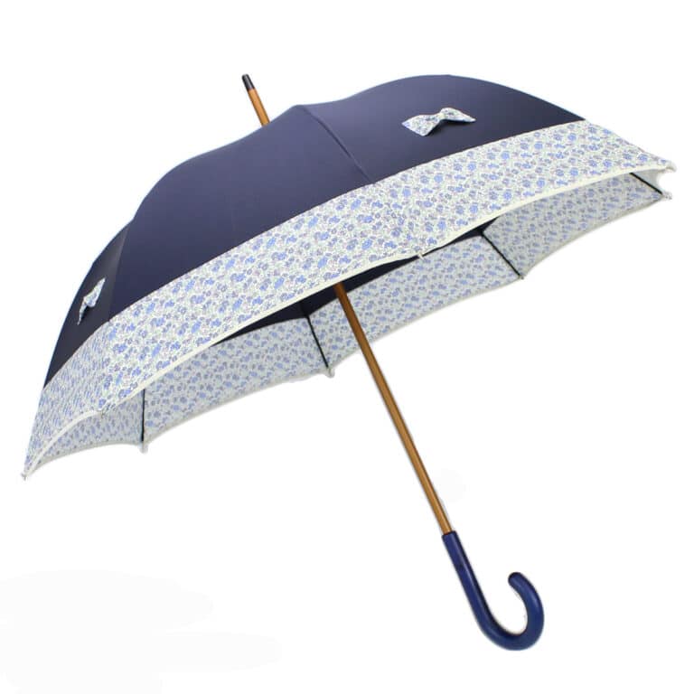 Parapluie long bleu avec petit nœud liberty