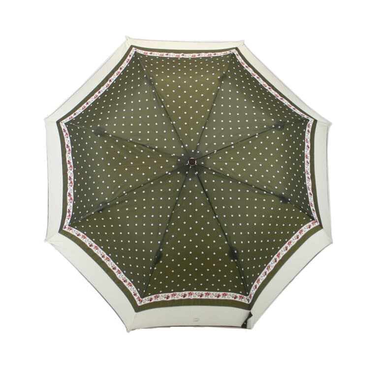 Parapluie pliant vert frise fleurie